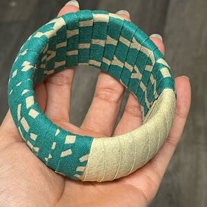 Teal and Cream Woven Bracelet